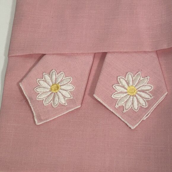 Vintage Tablecloth & 4 Napkins Pink Daisy Flower Applique New Never Used Retro - Picture 2 of 7